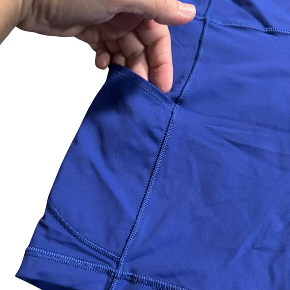 Lululemon Fast and Free High Rise Shorts 6" BlueSize 12 Gym Running Pockets - Picture 3 of 10